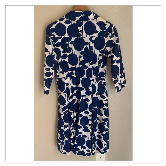 Boden Button Riviera Shirt Dress Blue Off White Size 4 - Picture 10 of 13